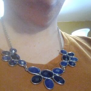 Elegant Blue And Silver-tone Necklace